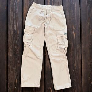 YoungLA Cargo Pants 30R Khaki Beige Cotton Stretch Casual Utility Pockets